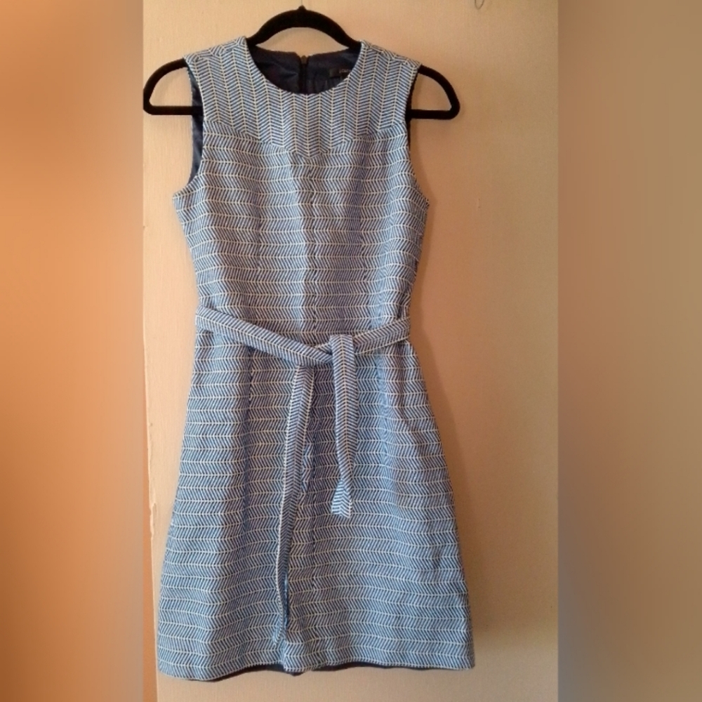 J crew Italian tie waist midi dress blue size 2 - Picture 1 of 10